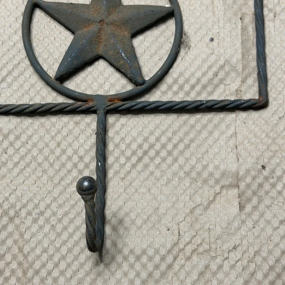 Rustic Wrought Iron Texas Lone Star Wall Hook Rack Western Farmhouse Decor 13.5